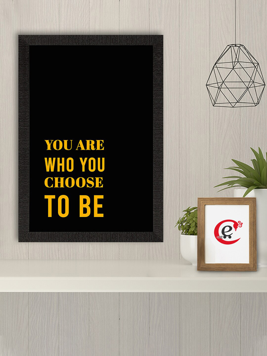 eCraftIndia Black & Yellow Motivational Quote Printed Framed UV Art Painting