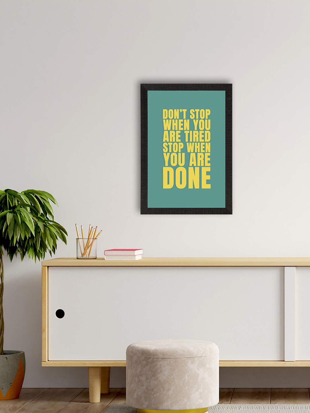 eCraftIndia Quotes Green Paper Wall Living Room Rectangle Paintings Wall Art -14 x 20In