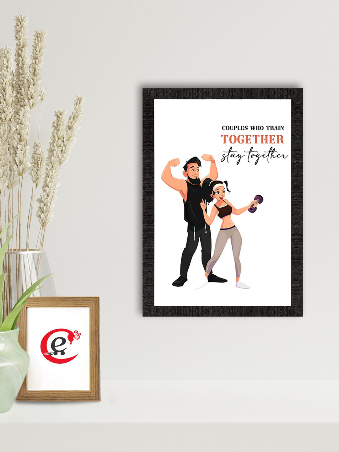 eCraftIndia Multicolor Couple Love Theme Satin Matt Texture UV Art Painting