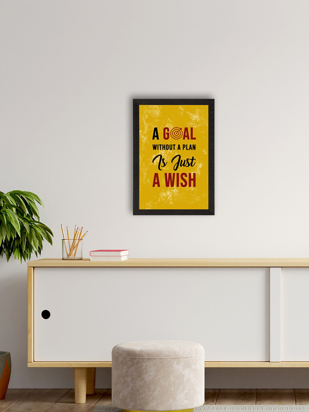 eCraftIndia Yellow Motivational Quotes Printed Satin Matt Texture UV Framed Wall Art