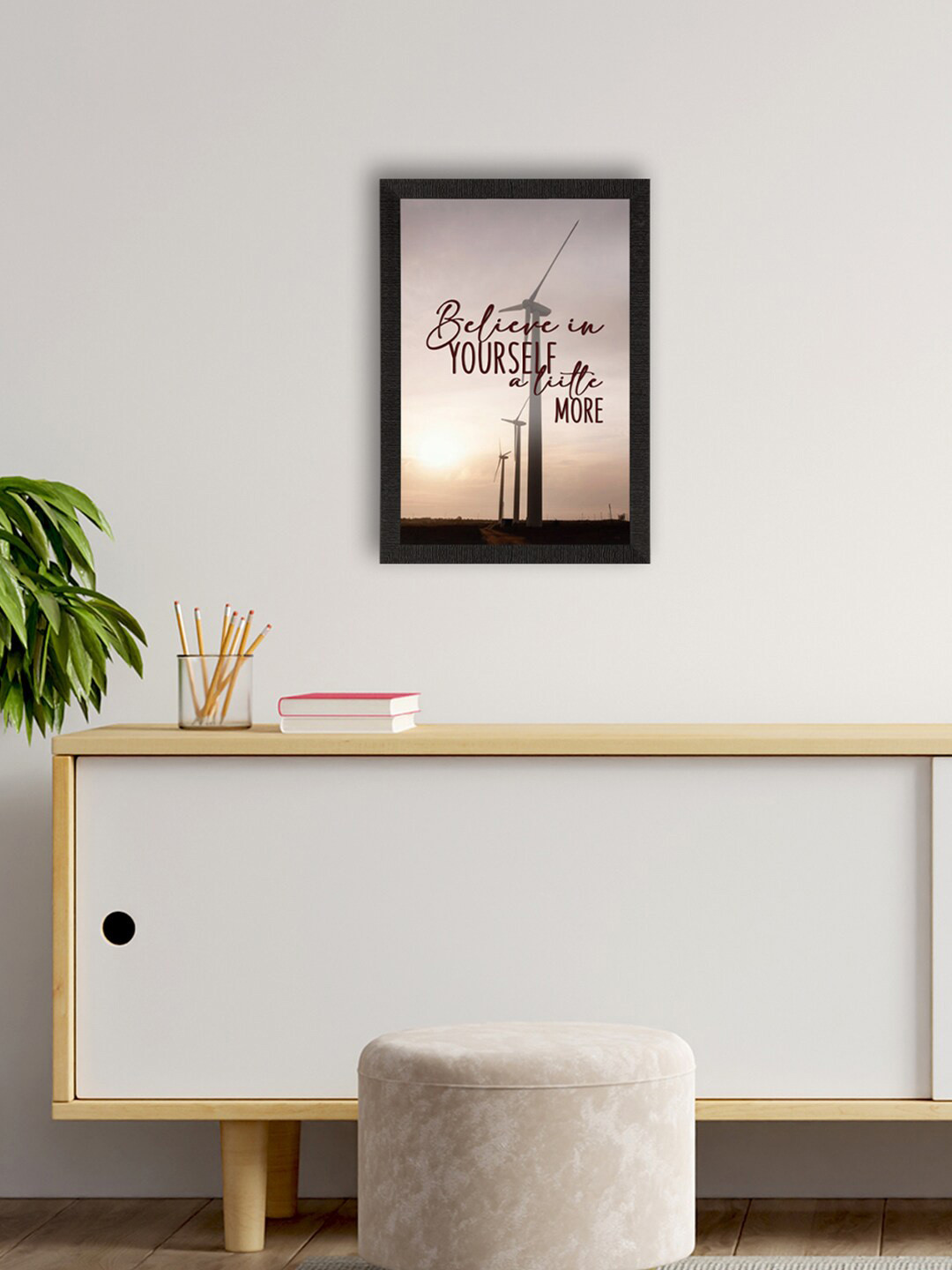 eCraftIndia White Believe in Yourself a Little More Printed Wall Painting
