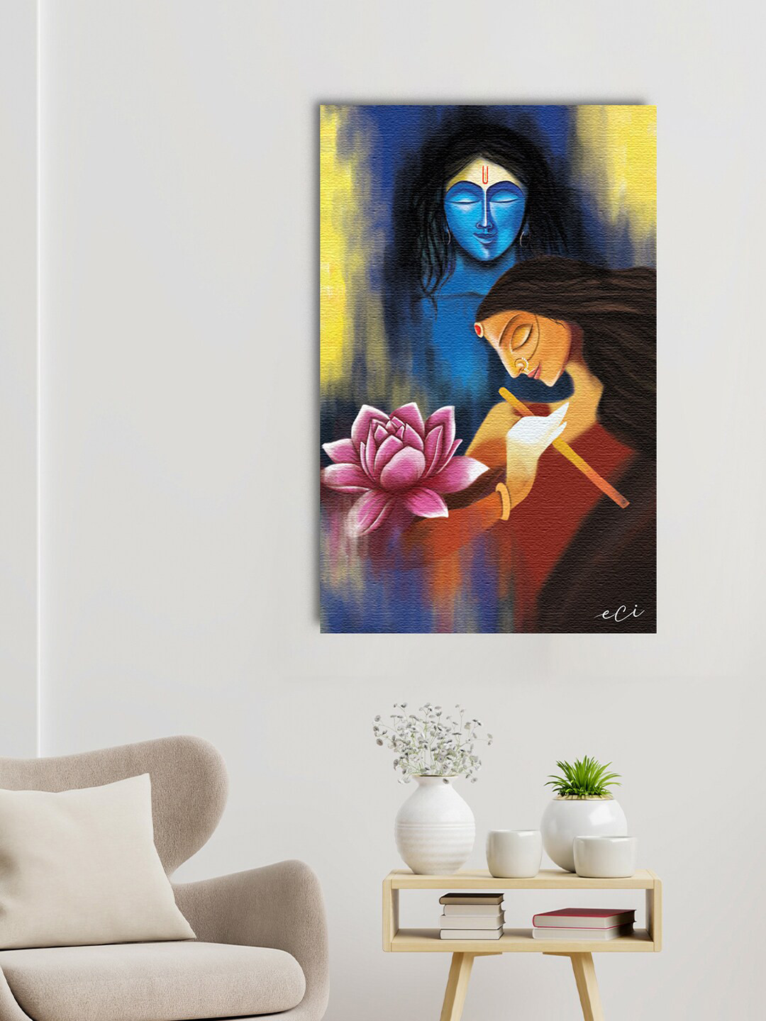 eCraftIndia Lord Radha Krishna Canvas Wall Rectangle Paintings Wall Art - 36 x 24 in
