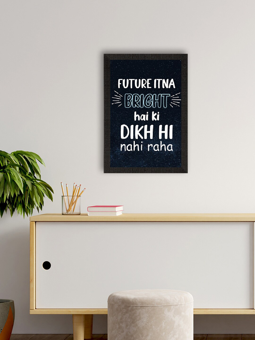 eCraftIndia BlackFuture Itna Bright Hai Ki Dikh Hi Nahi Raha Printed Wall Painting