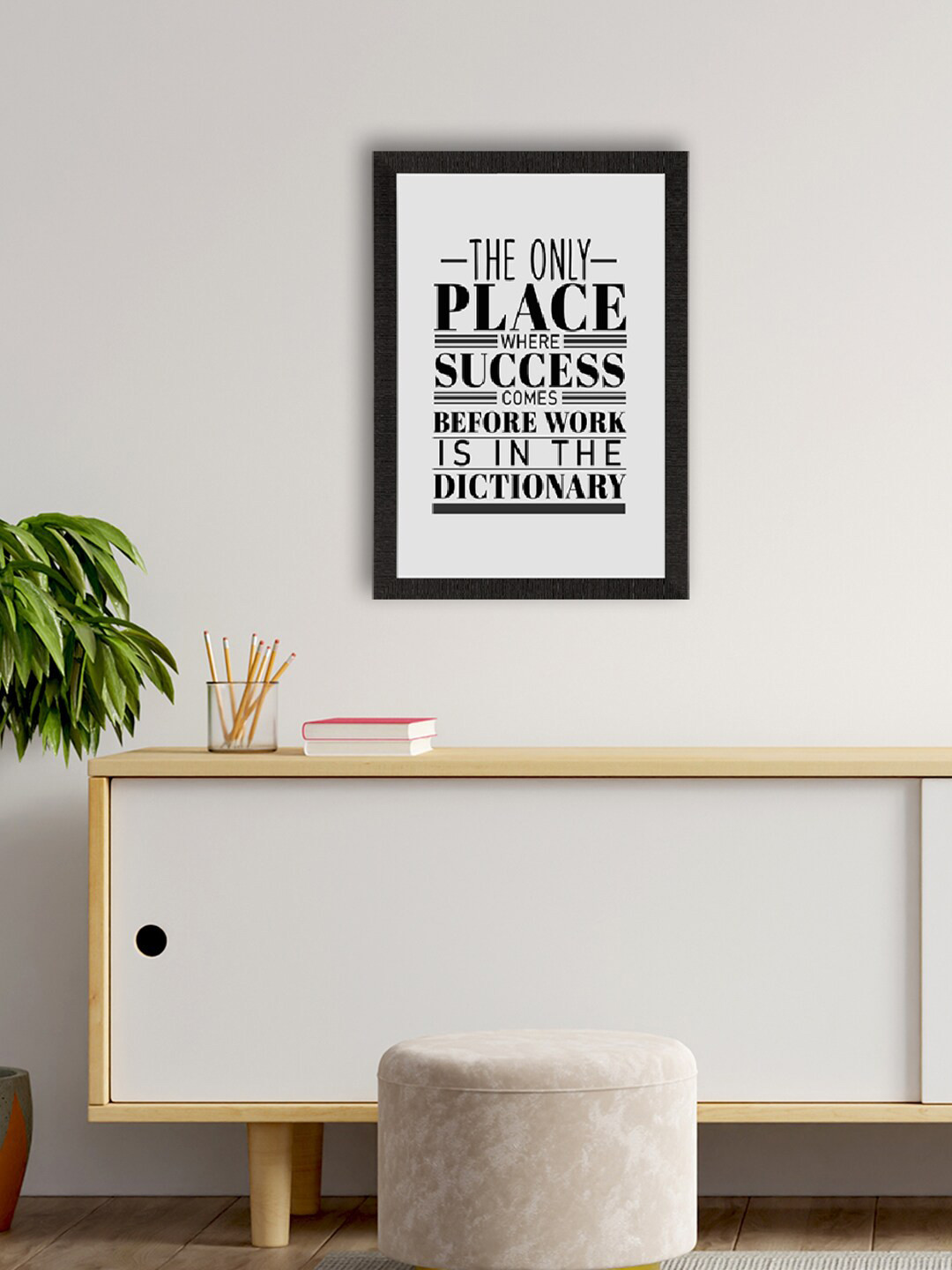 eCraftIndia Black & White Motivational Quotes Printed Satin Matt UV Framed Wall Art