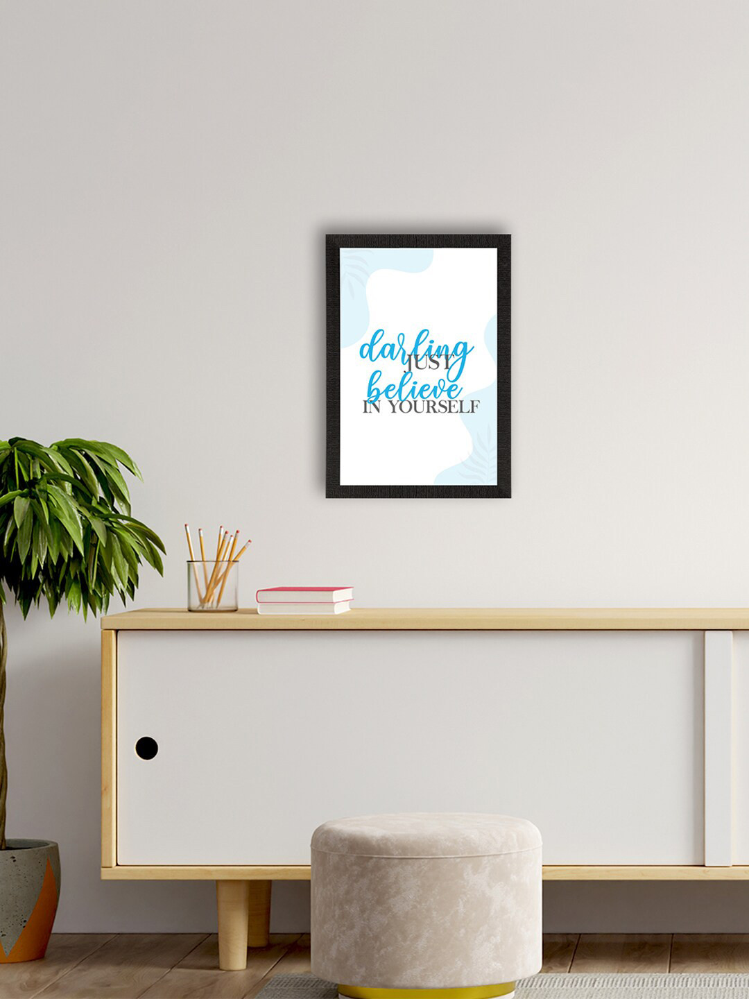 eCraftIndia White & Blue Motivational Quotes Satin Matt Texture UV Wall Art