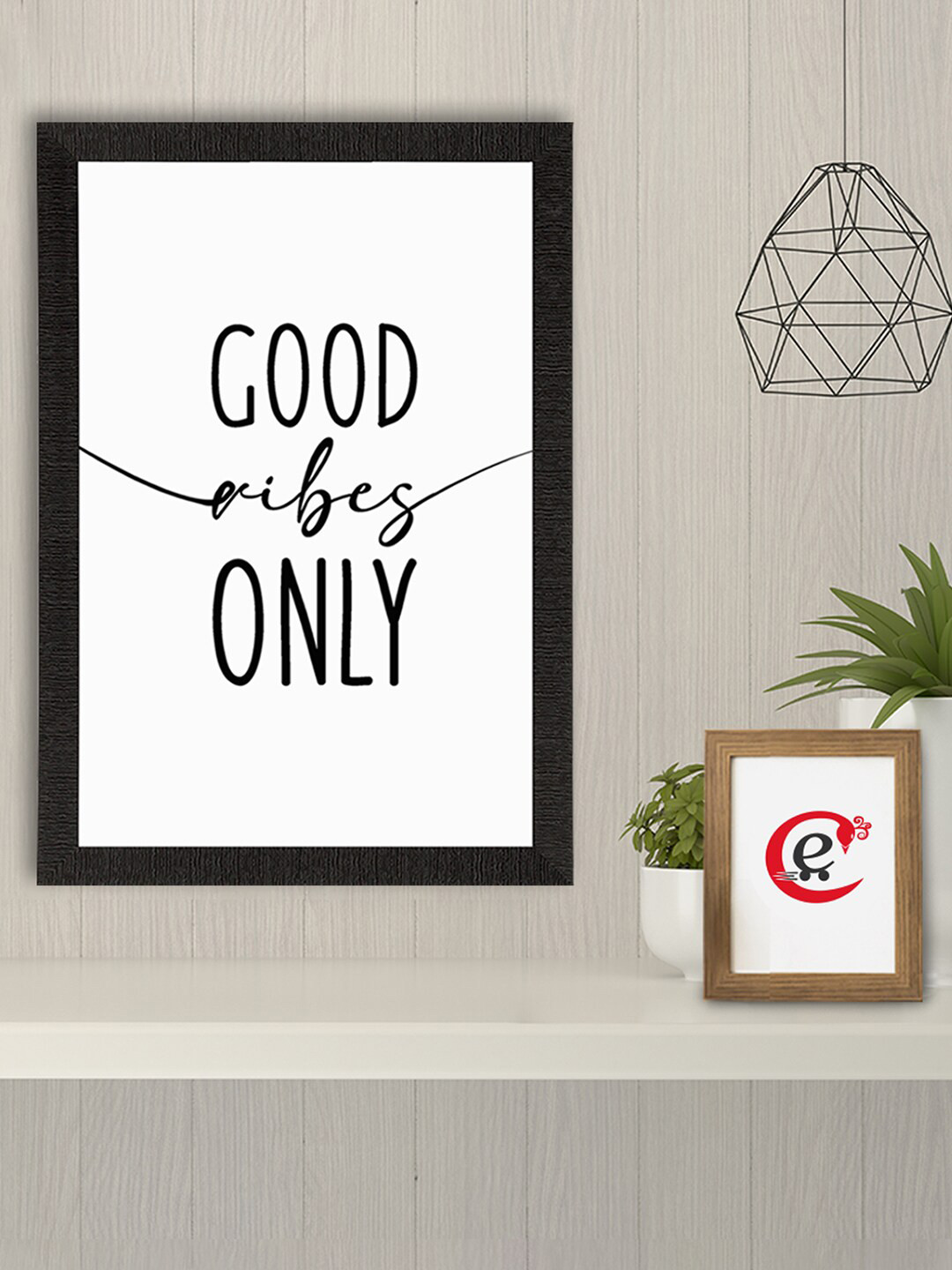 eCraftIndia Black & White Good Vibes Only Wall Painting