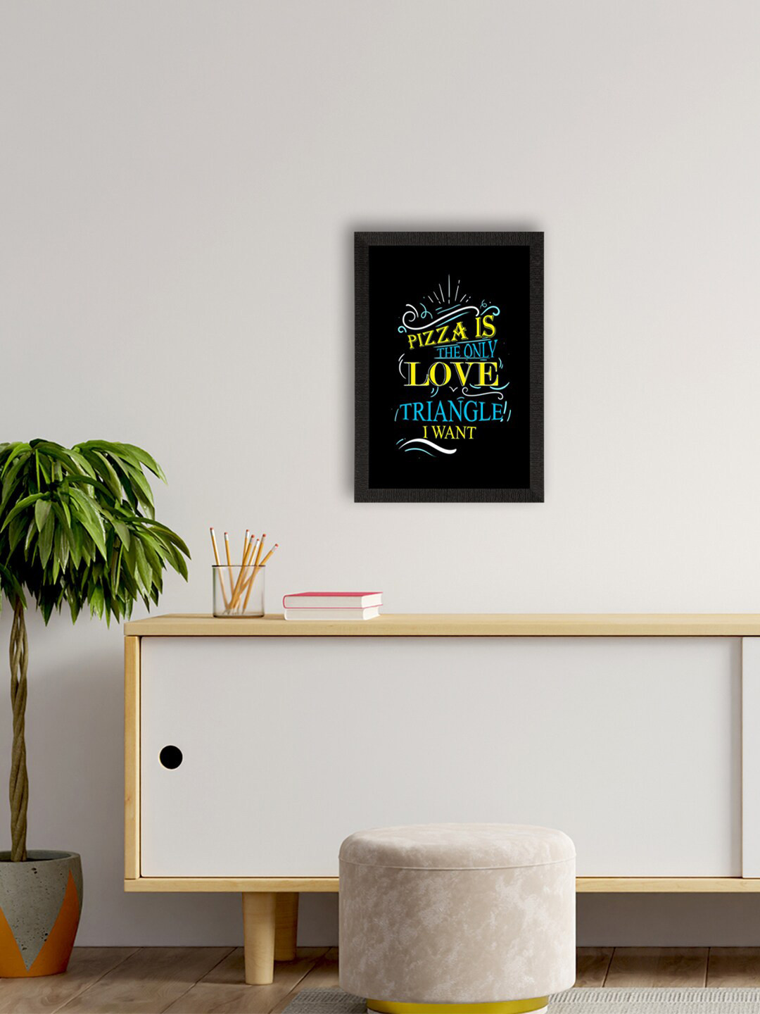 eCraftIndia Black & Blue Pizza Is The Only Love Triangle I want Quote UV Art Painting