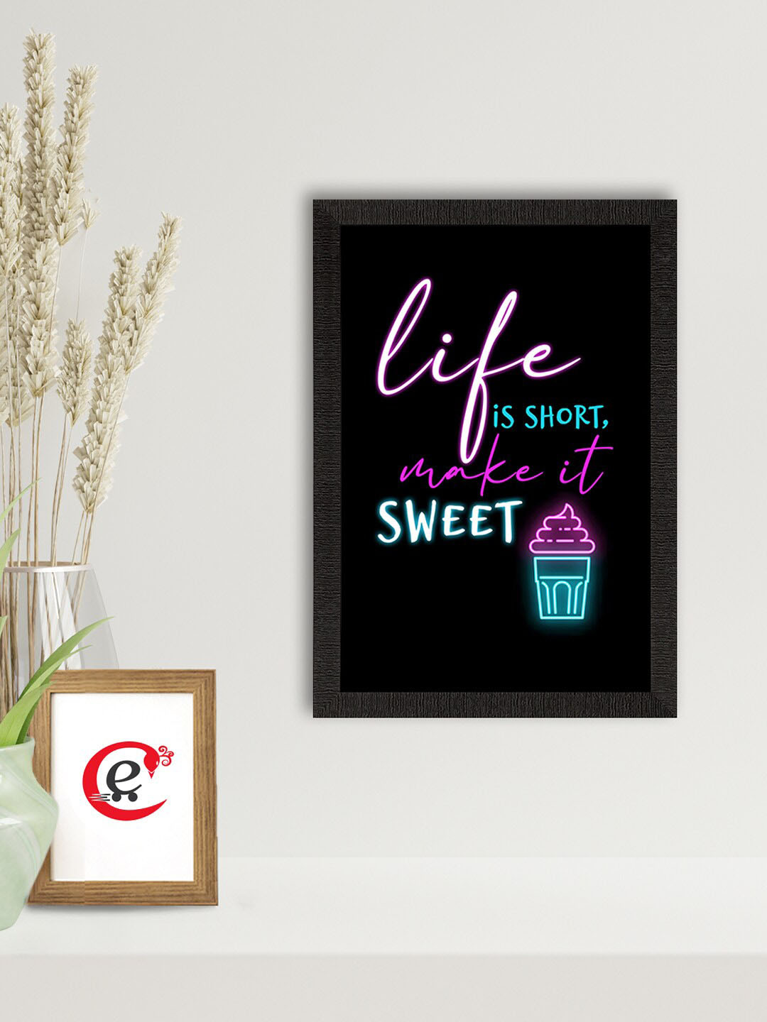 eCraftIndia Black Motivational Quote Printed Framed UV Art Painting