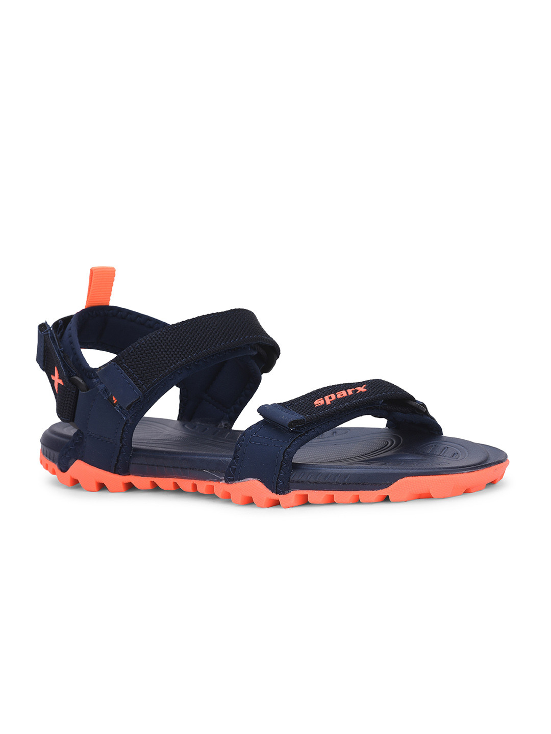 Sparx Men Navy Blue & Orange Solid Floater Sandals