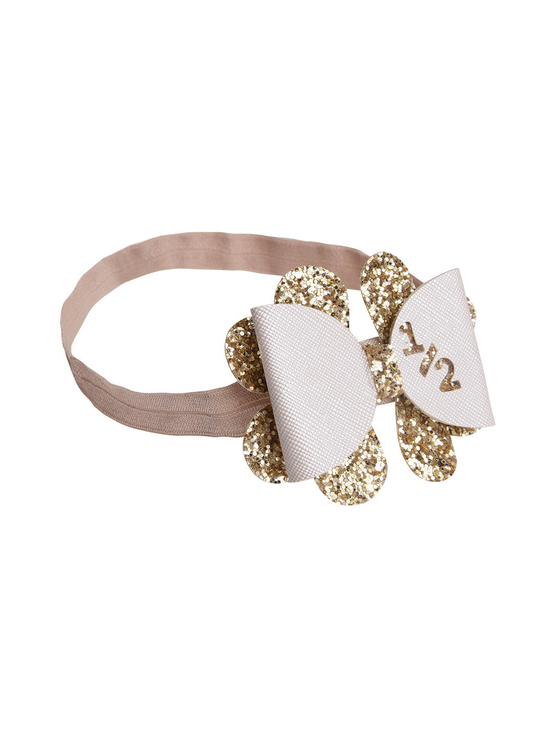 Aye Candy Girls Cream & Gold-Toned 1/2 Yearly or Monthly Birthday Headband