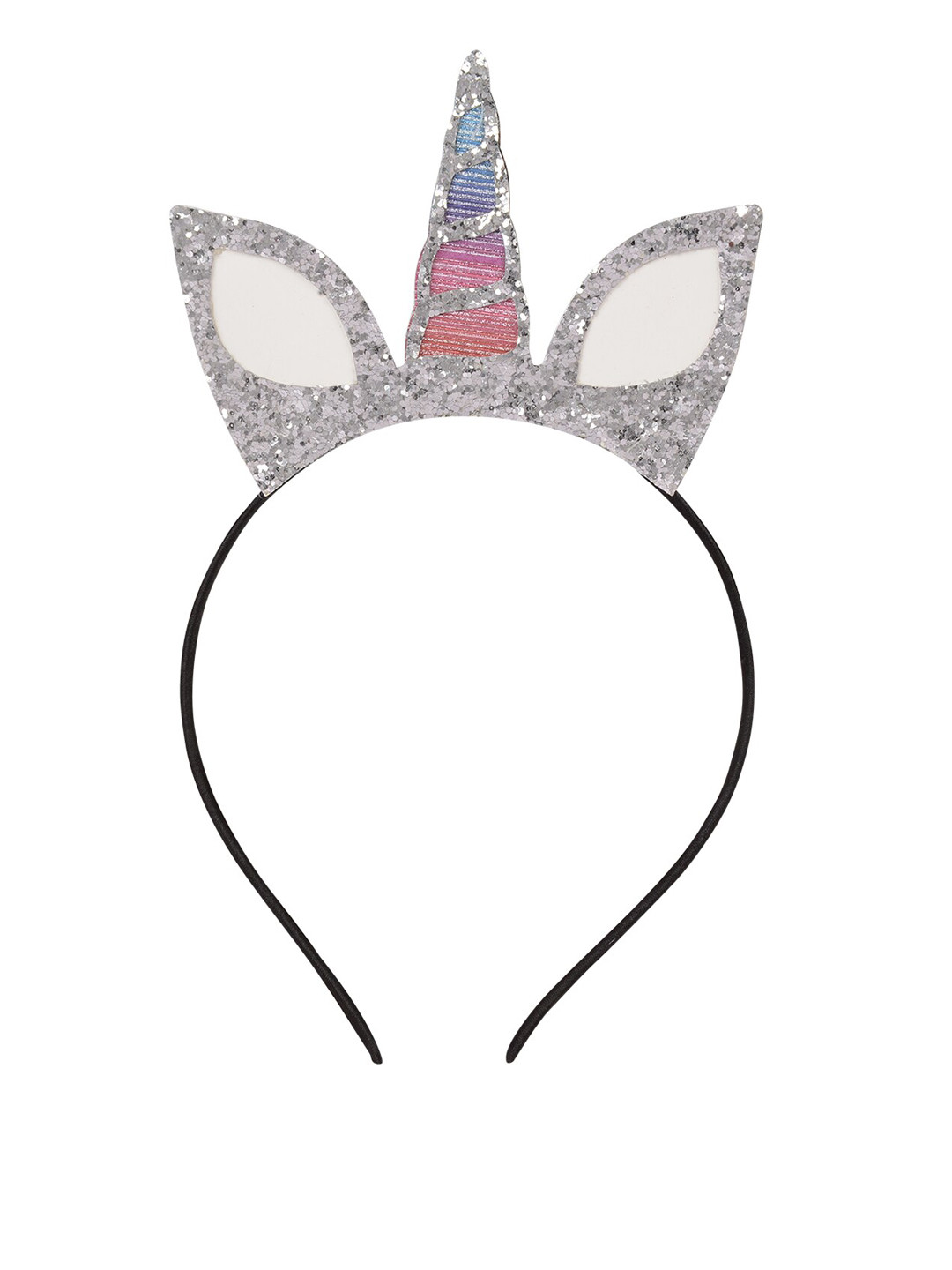 Aye Candy Girls Silver-Toned & Black Embellished Unicorn Chill Wrap Headband