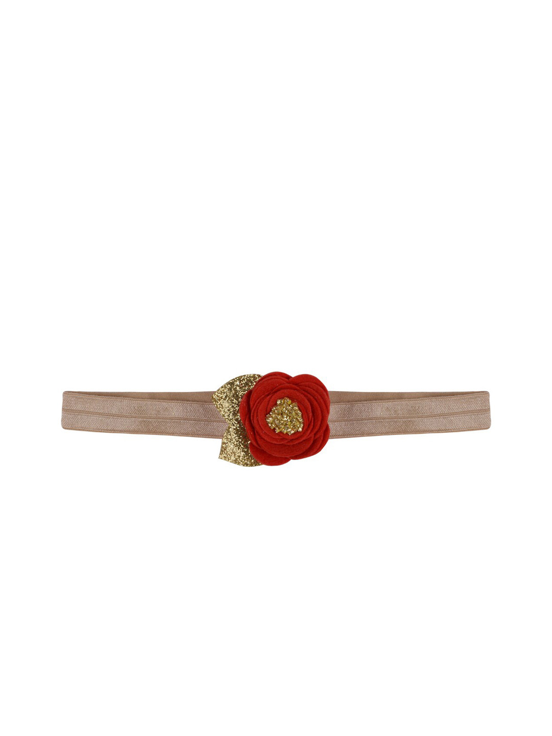 Aye Candy Girls Golden & Red Rose Embellished Headband