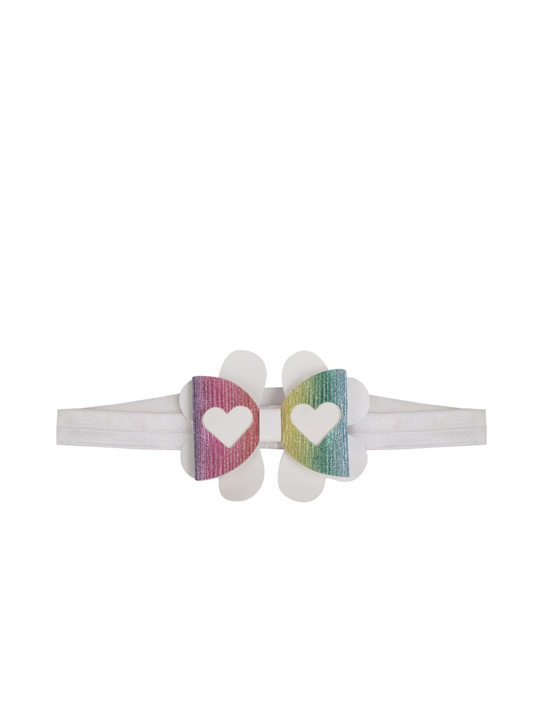 Aye Candy Girls White Embellished Heart Bow Chill Wrap Headband