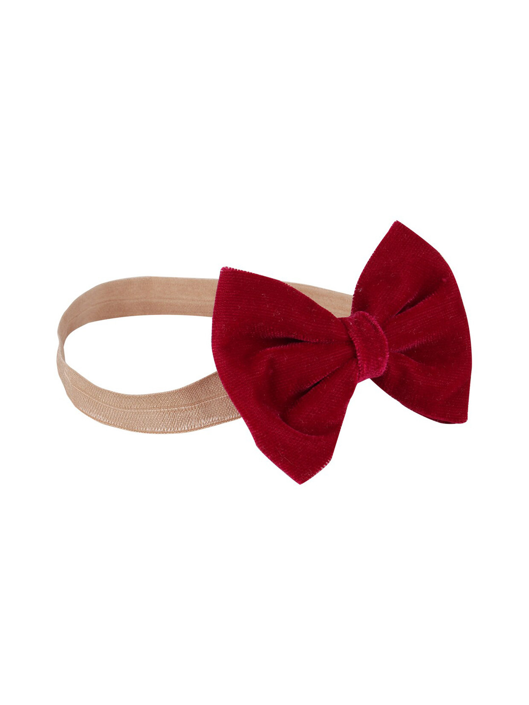 Aye Candy Girls Gold-Toned & Maroon  Velvet Bow Headband