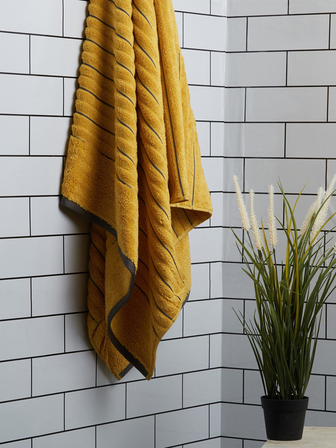 SPACES Mustard Yellow Solid 580 GSM Pure Cotton Towel