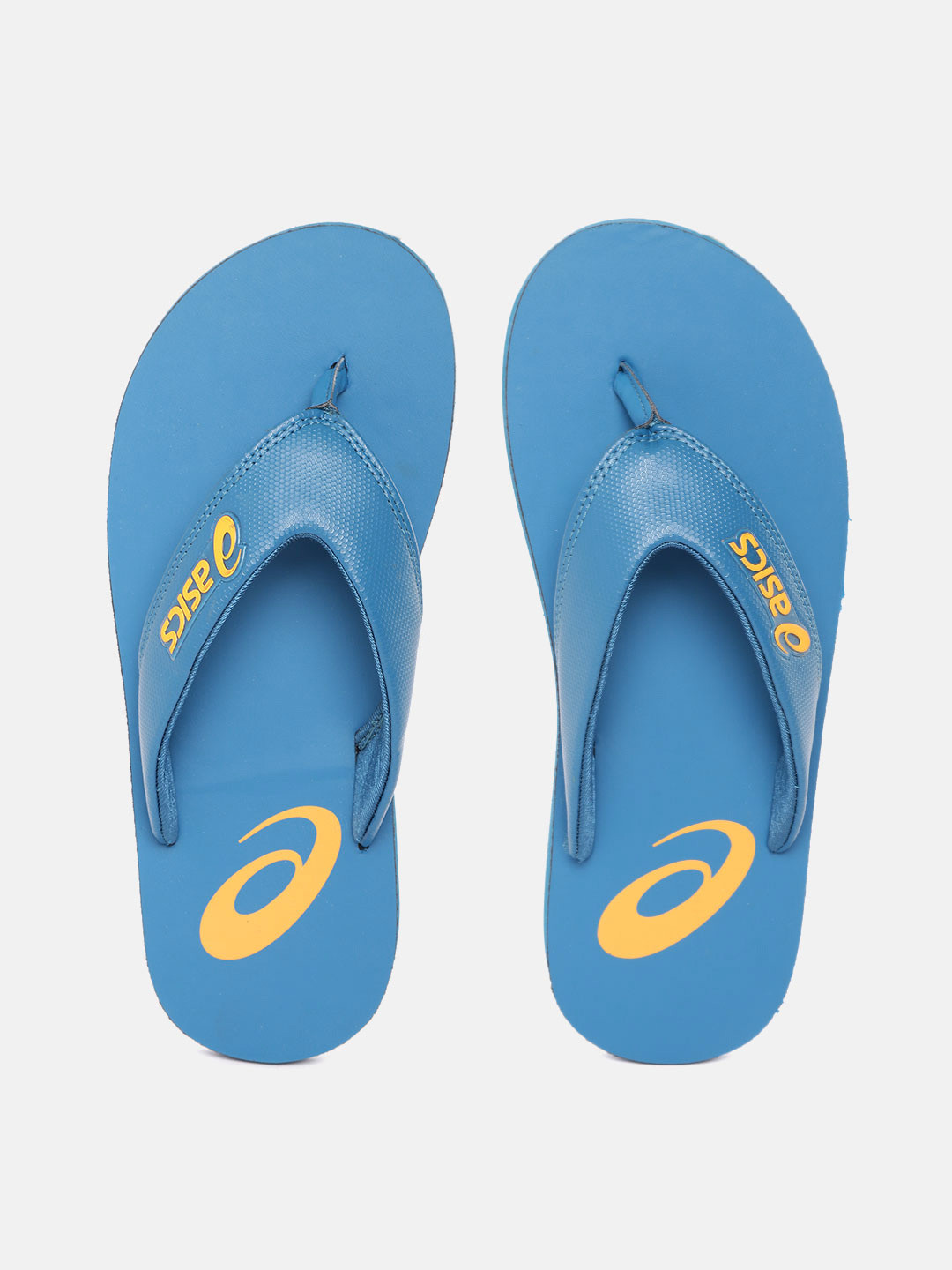 ASICS Unisex Blue & Orange Brand Logo Print Thong Flip-Flops