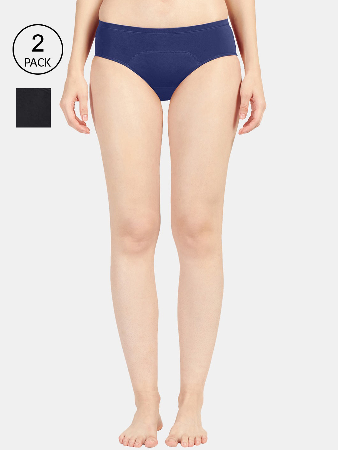 Sonari Women Pack of 2Navy Blue & Black Solid Leak Proof Period Panties