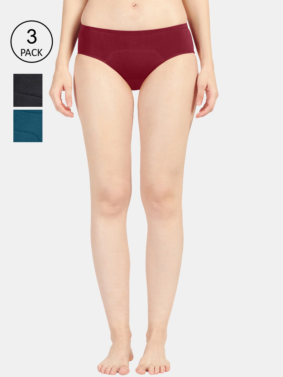 Sonari Pack of 3 Green & Maroon Leakproof Period Briefs