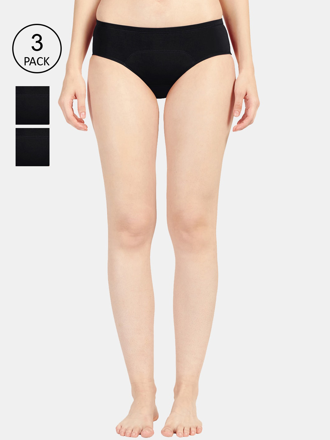 Sonari Women Black Pack Of 3 Solid Period Panty  sarappblackblackblackS