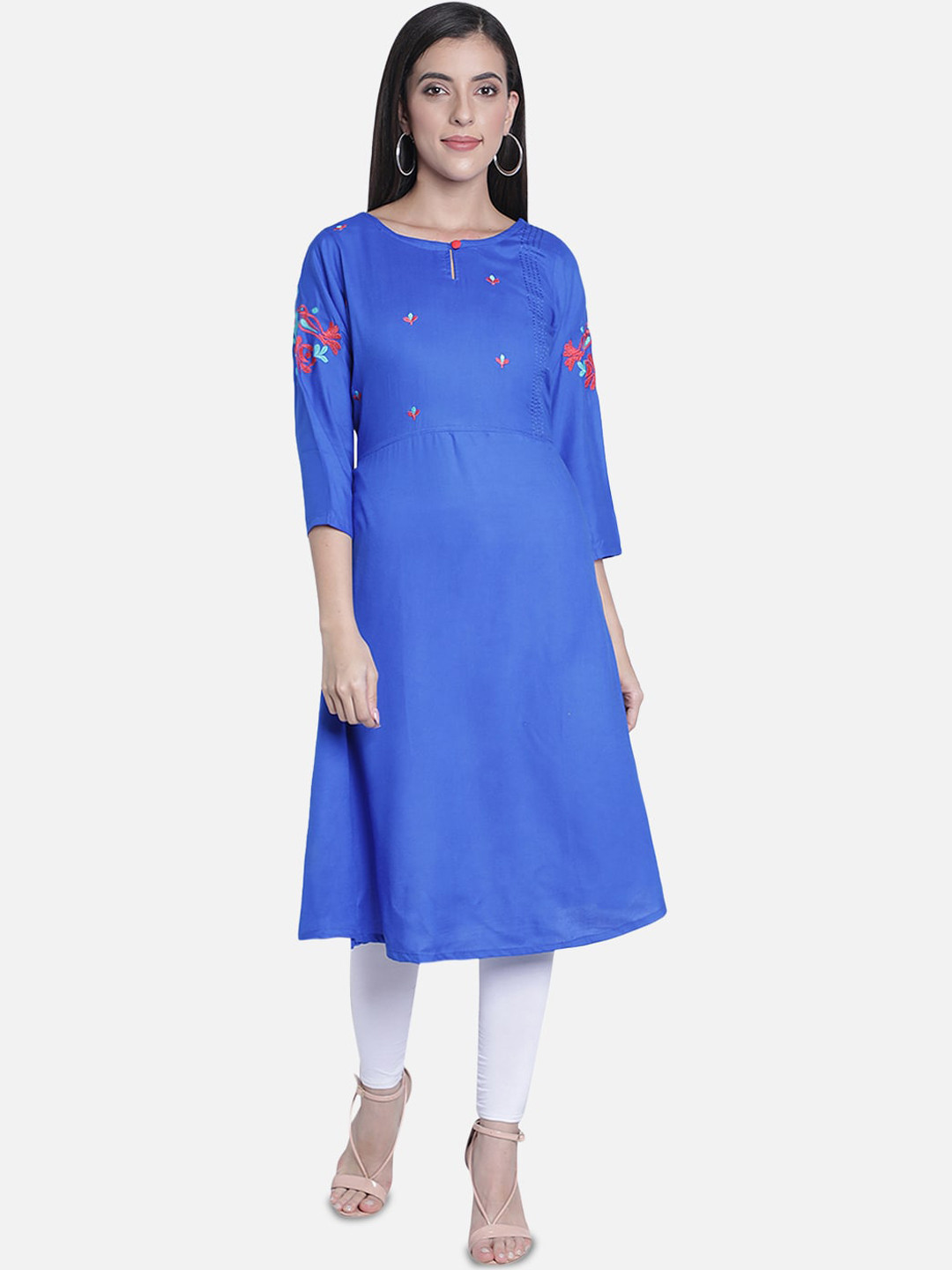 Fabclub Blue Embroidered Kurta
