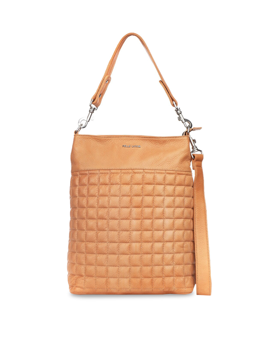 PELLE LUXUR Women Camel Brown Leather Oversized Structured Tote Bag