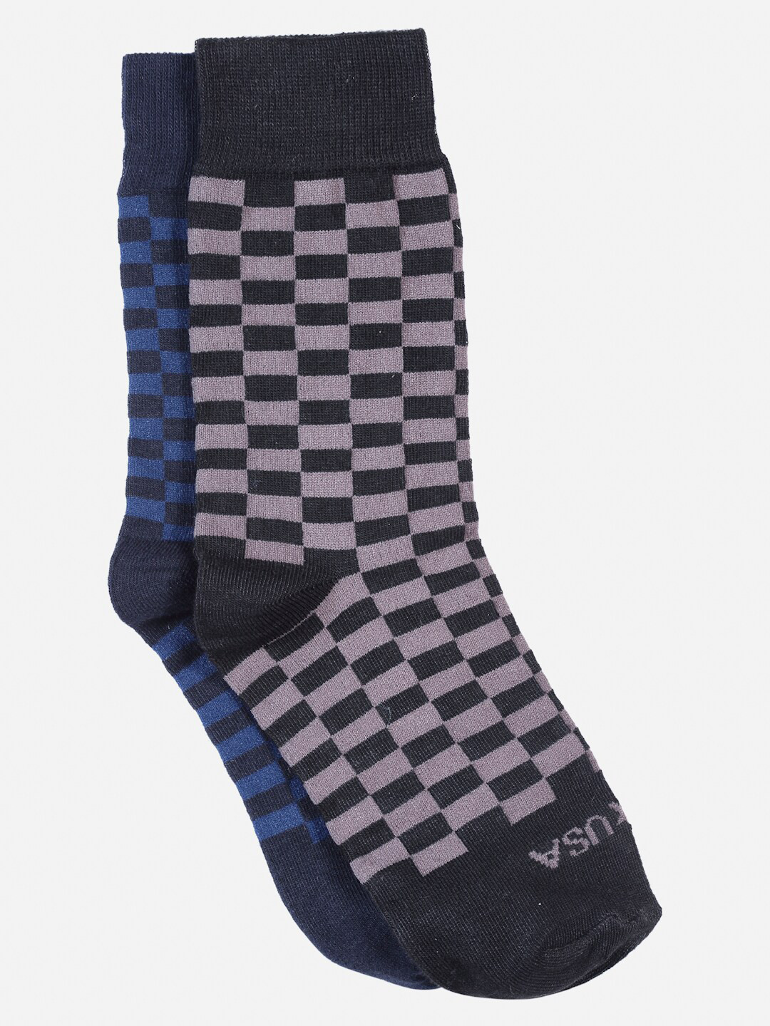 JUMP USA Men Pack of 2 Navy Blue & Black Calf Length Socks