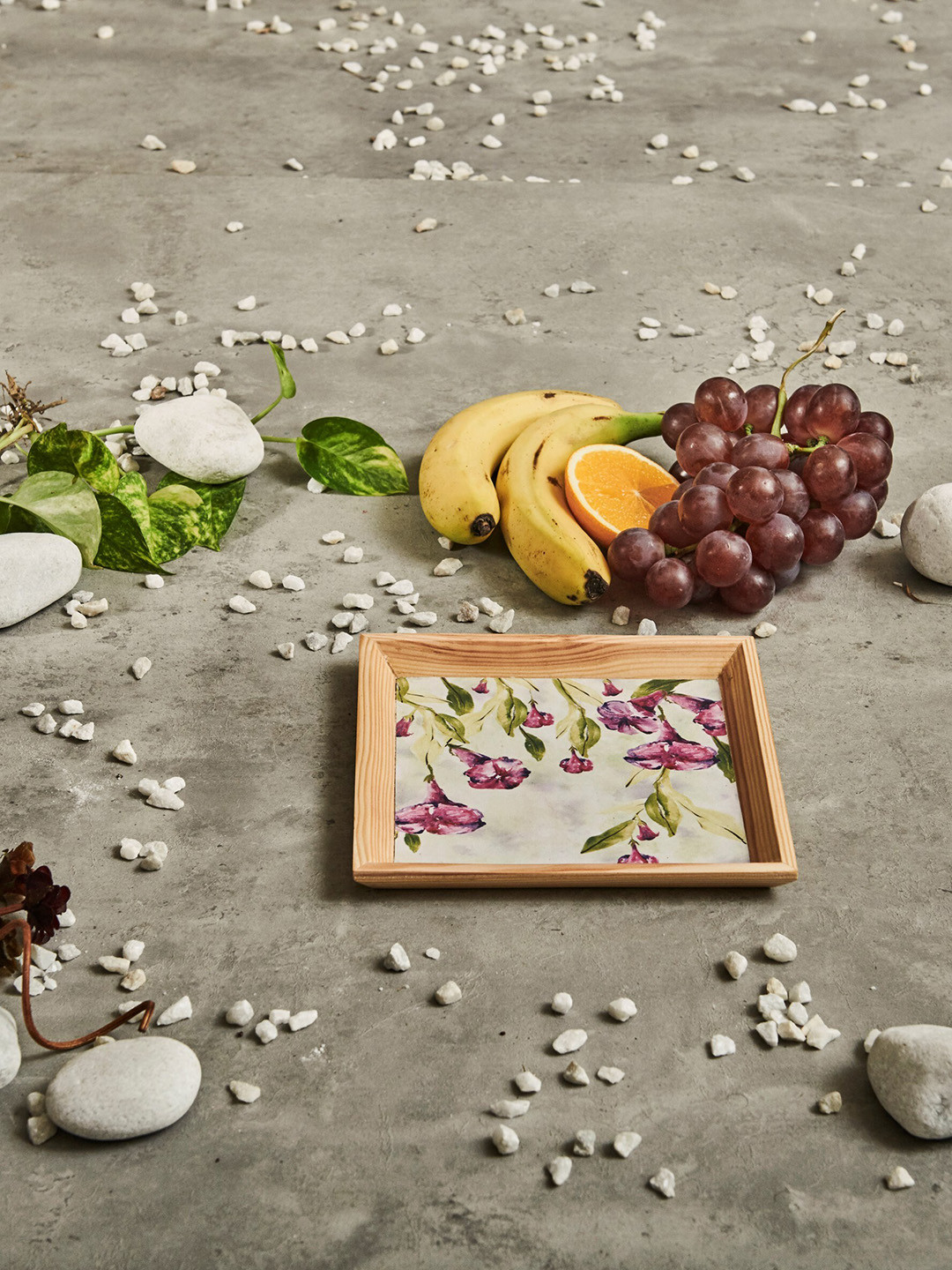 A Tiny Mistake Off-White & Pink Printed Morning Gollery Serving Tray