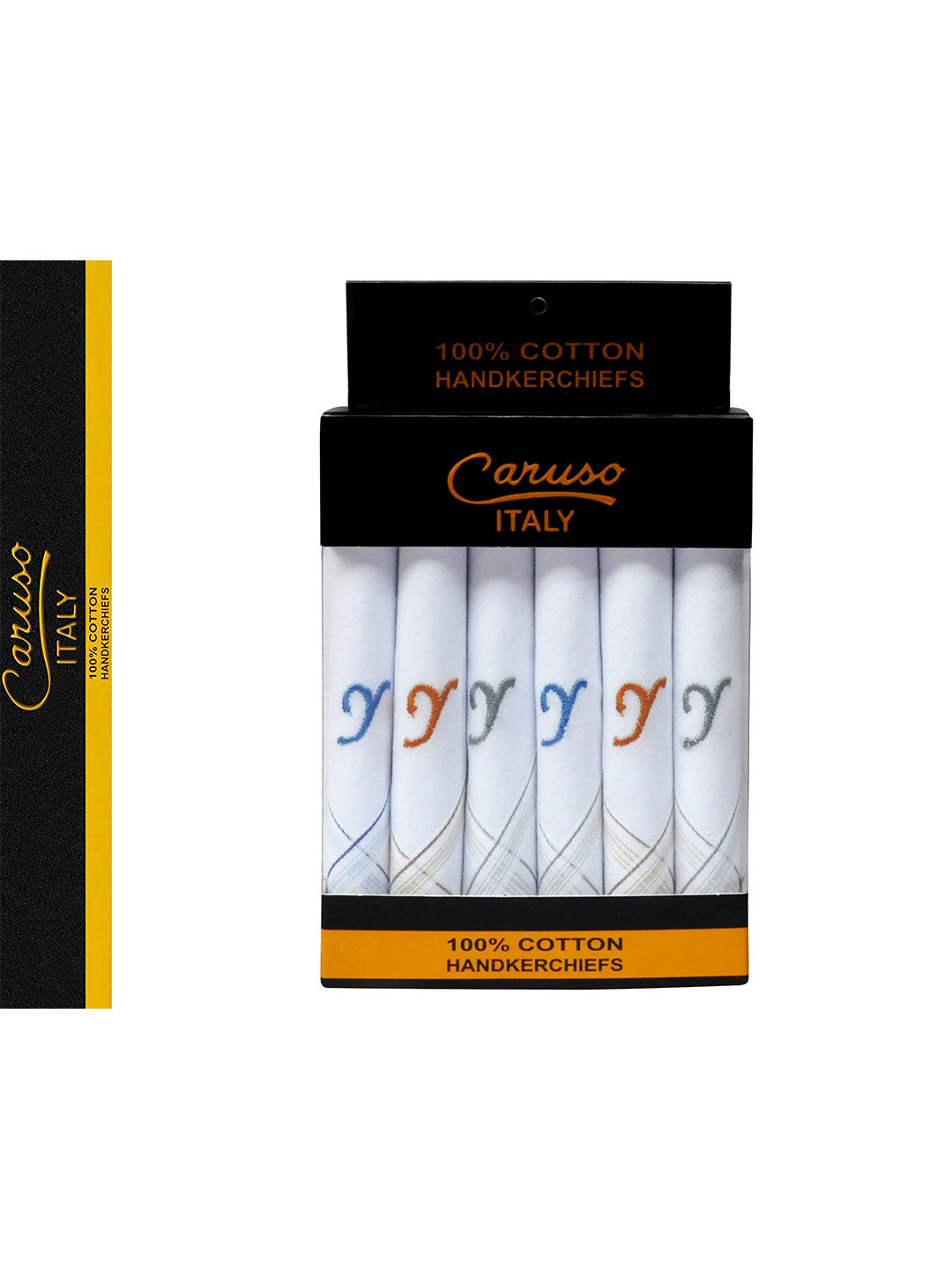 Caruso ITALY Men Set of 6 Pure Cotton Handkerchiefs