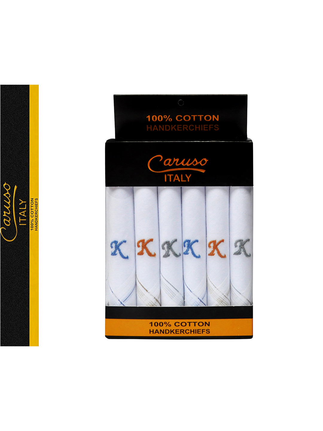 Caruso ITALY White Pack of 6 Initial Monogram X Embroidery 100% Pure Cotton Handkerchiefs