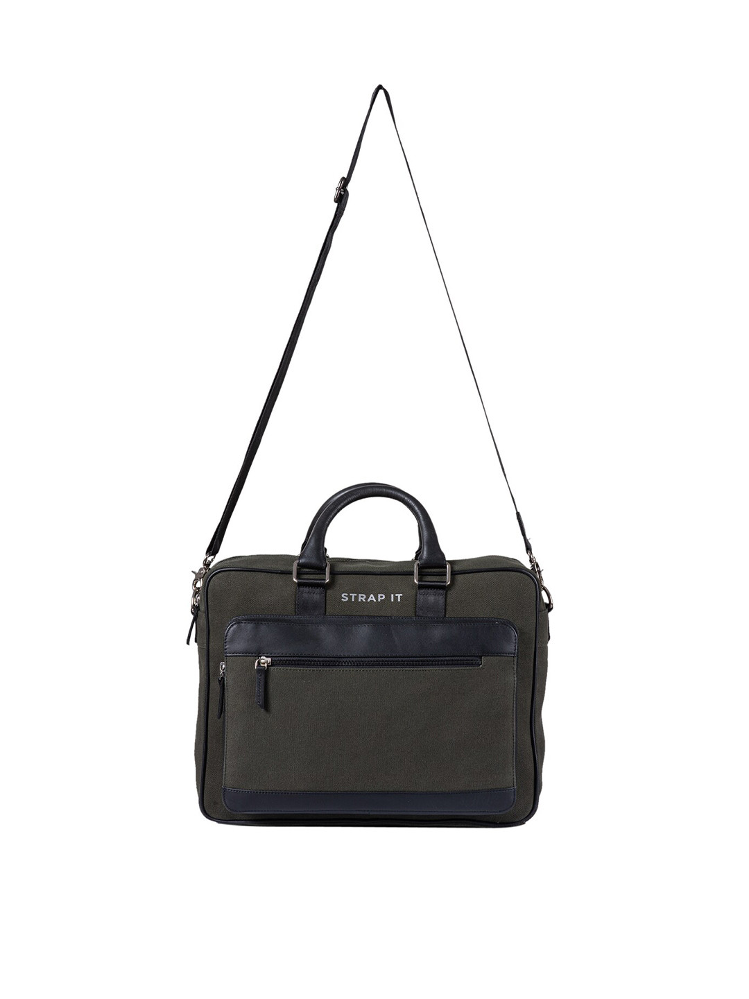 STRAP IT Men Olive Green 15 Inch Laptop Bag