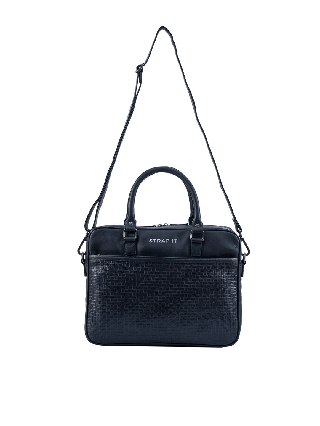 STRAP IT Men Black Leather Laptop Bag