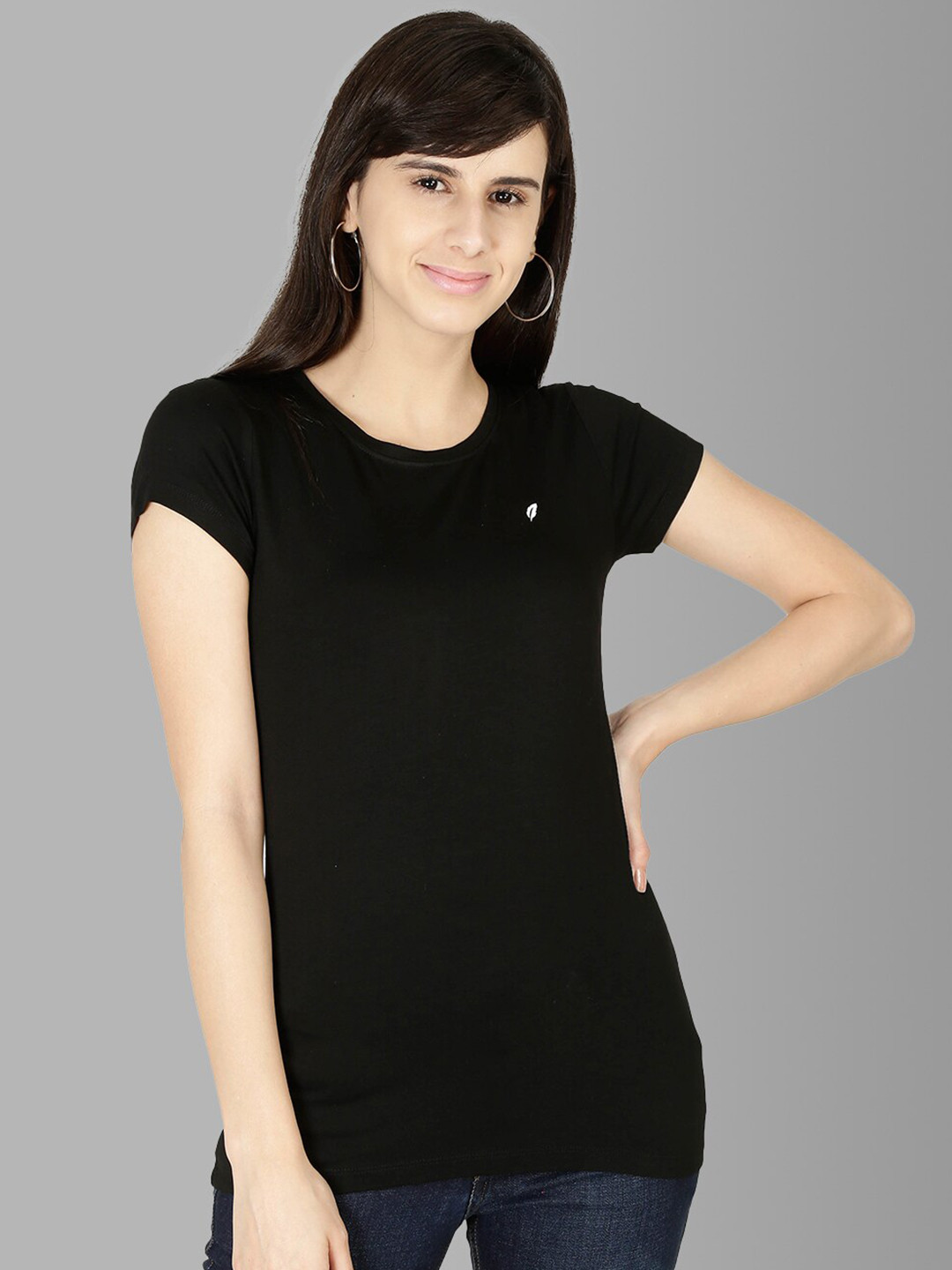 Feather Soft Elite Women Black Indigo Slim Fit Running T-shirt