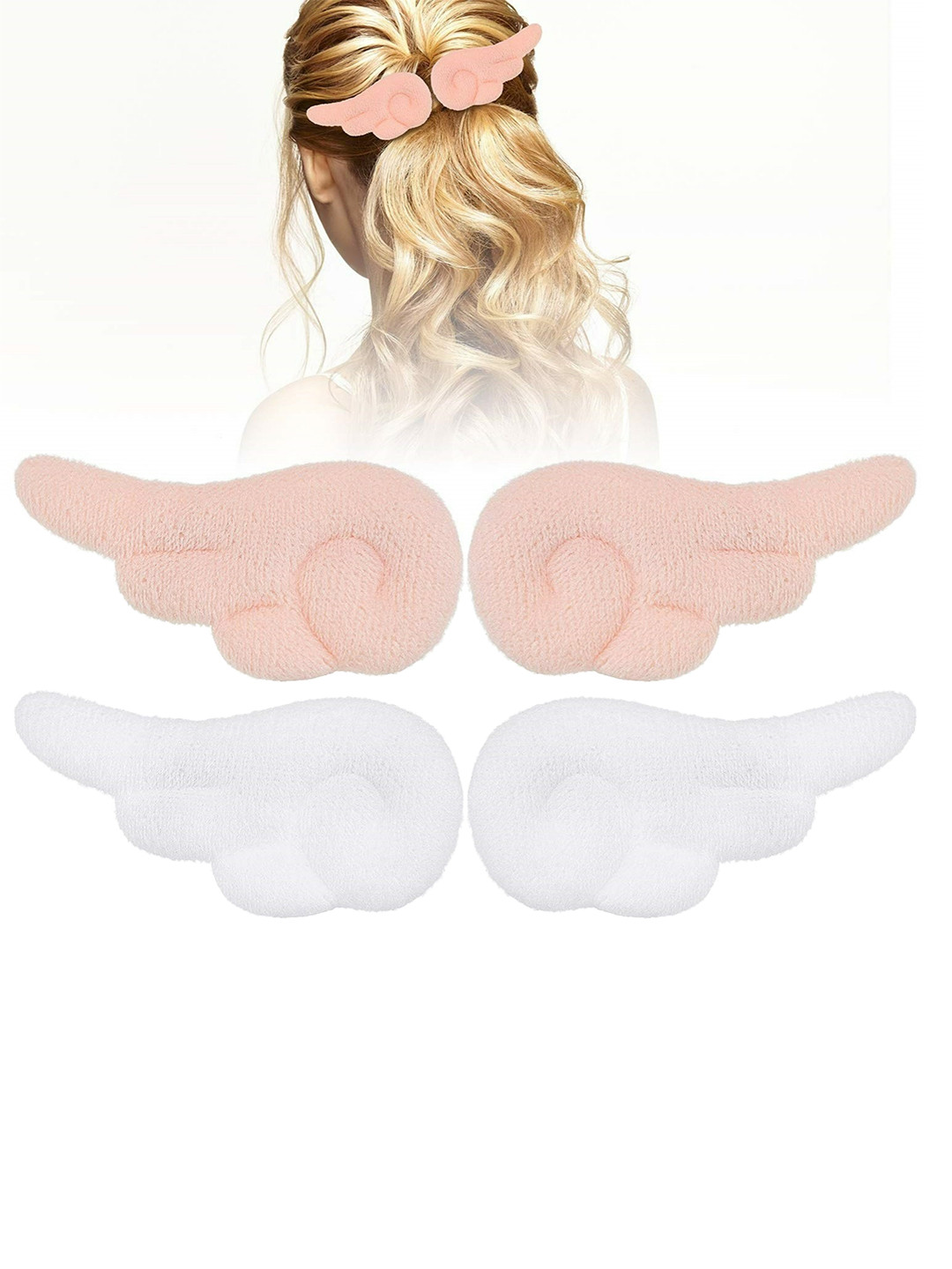 EL REGALO Girls Set of 4 Pink & White Fur Alligator Hair Clip