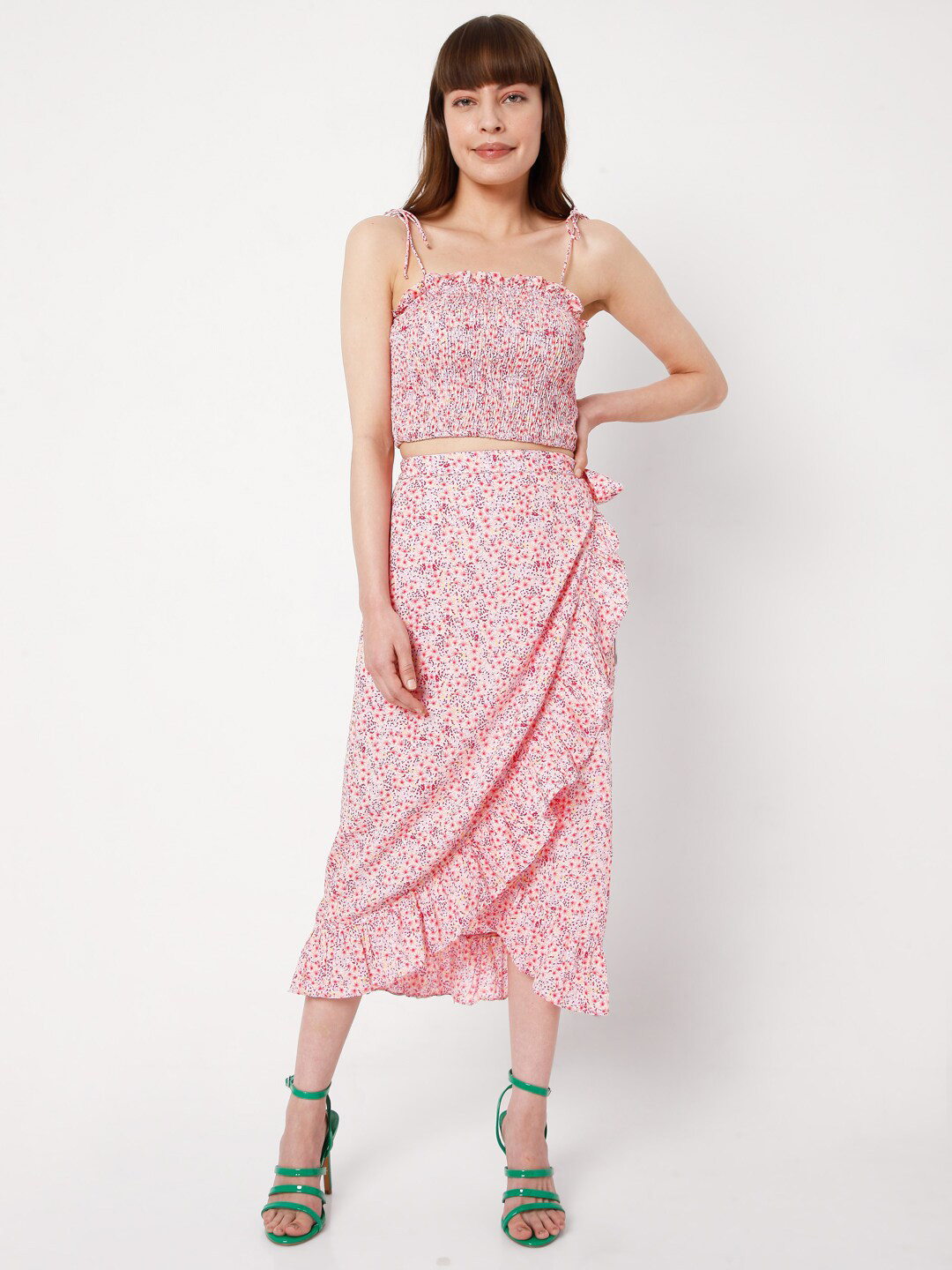 Vero Moda Women Pink Floral Printed Tube Top