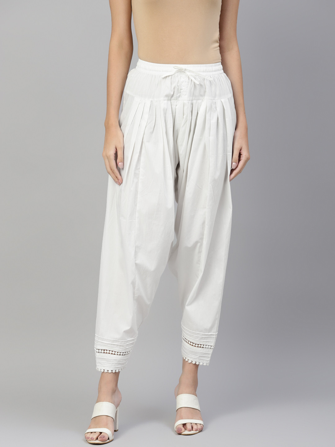 Laado - Pamper Yourself Women Off-White Solid Cotton Salwar