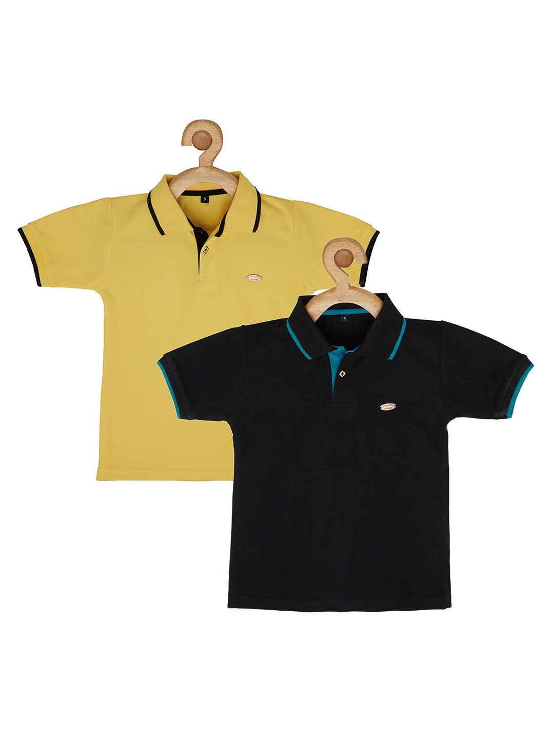 earth conscious Boys Pack of 2 Yellow & Black Polo Collar T-shirts