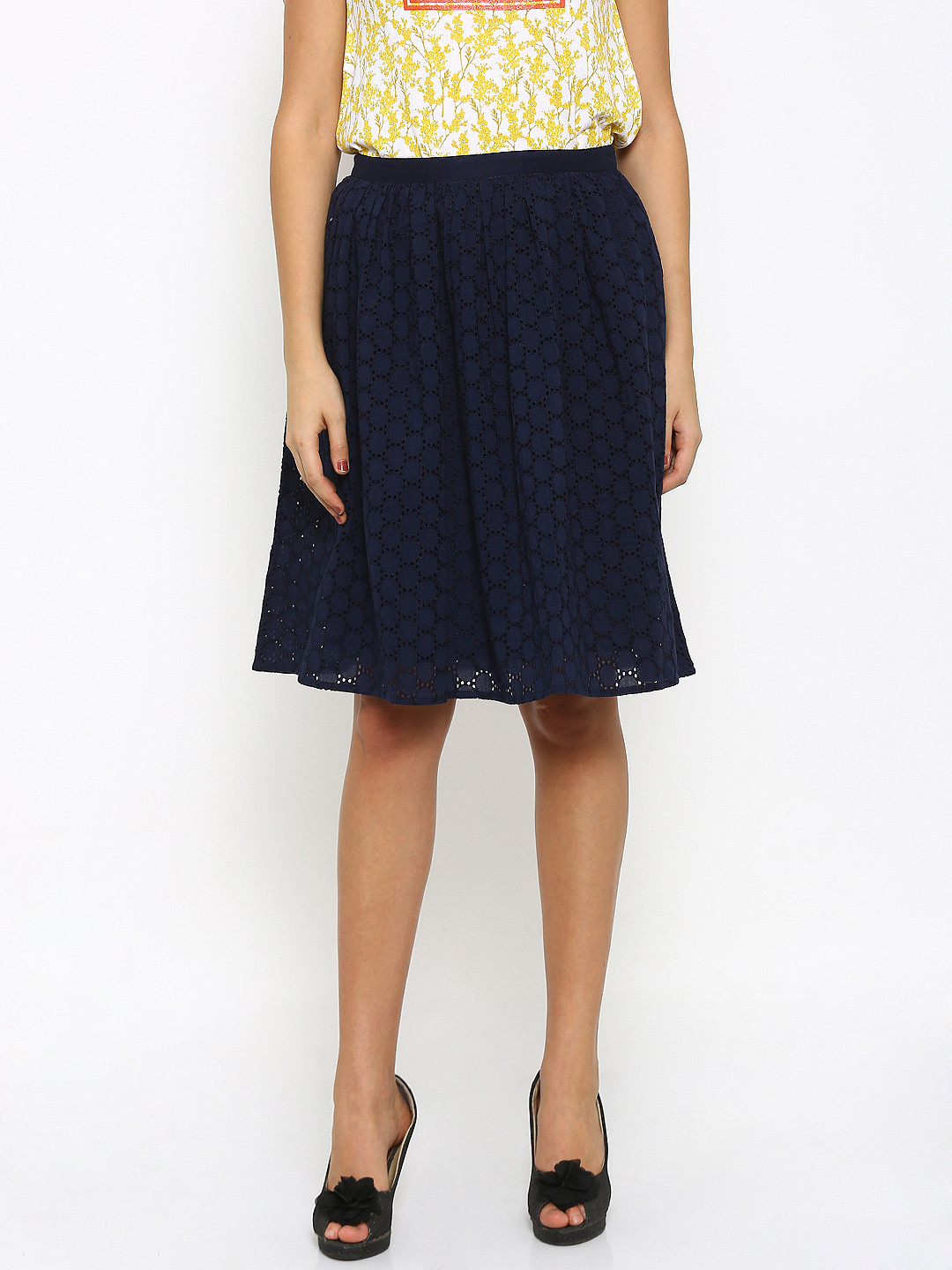 Honey by Pantaloons Women Navy Blue A-Line Skirt