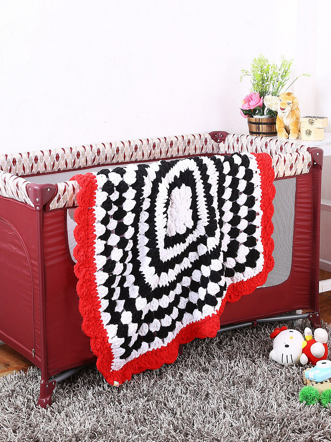 Magic Needles Red & White AC Room Single Bed Blanket