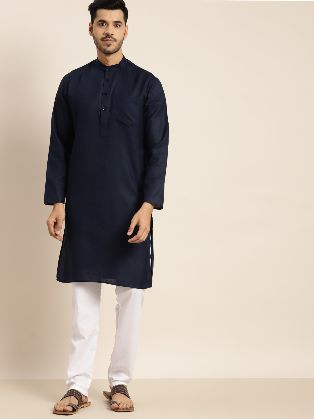 Anug by SOJANYA Men Navy Blue Indigo Kurta