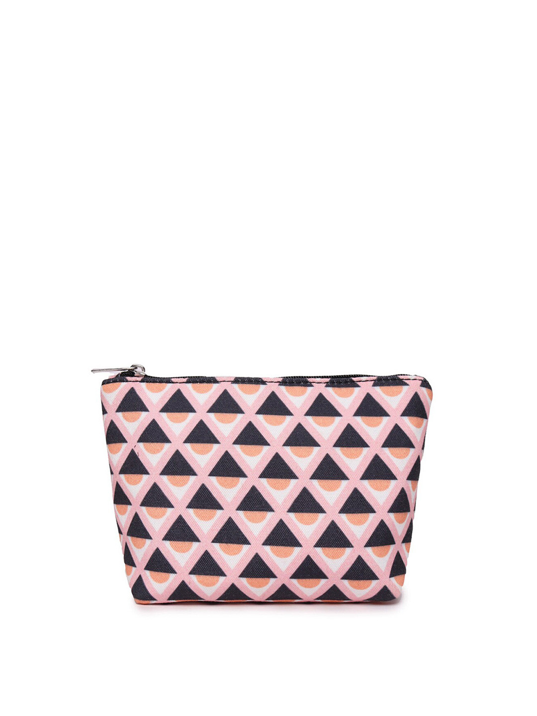 ASTRID Women Pink & Navy Blue Geometric Printed Canvas Travel Pouch