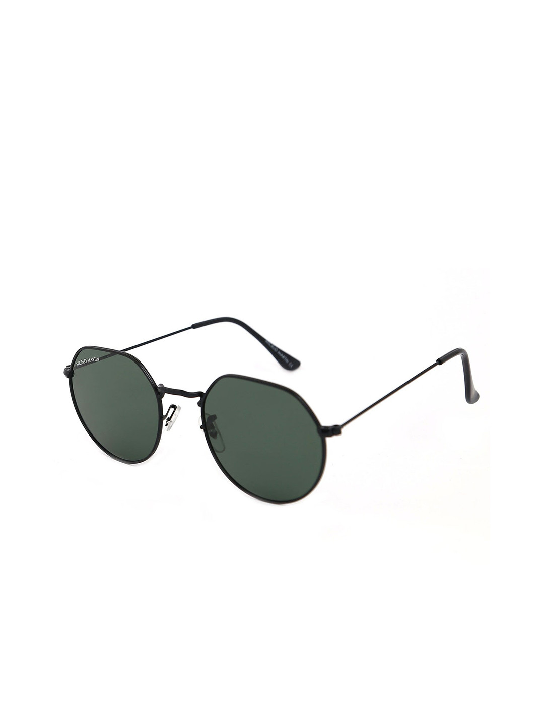 Buy Micelo Martin Unisex Green Lens Black Round Sunglasses With