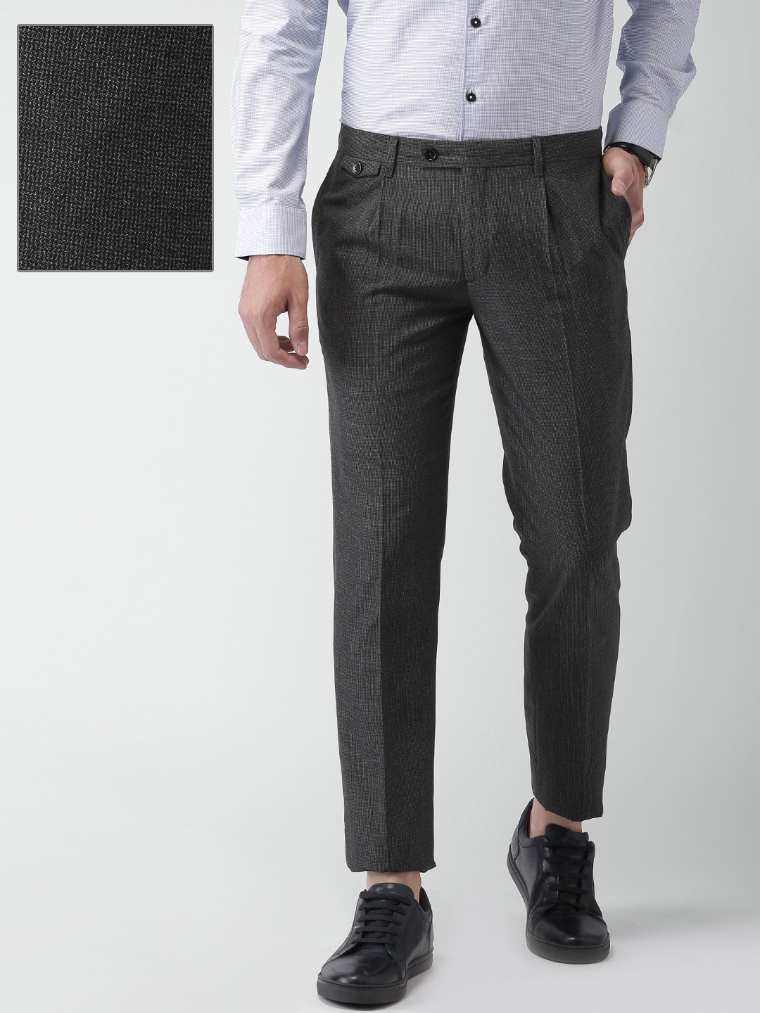Buy INVICTUS Men Grey Self Design Slim Fit Formal Trousers  Trousers for  Men 1749040  Myntra