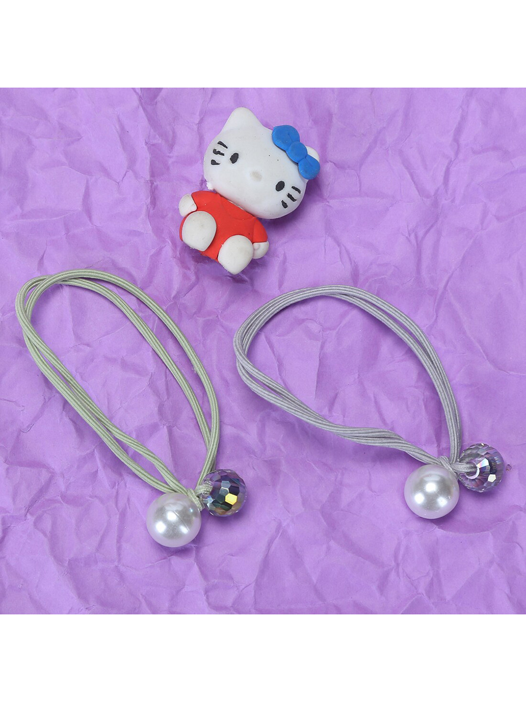 Jewelz Women Set Of 2 Pearl Beaded Rubber Bands