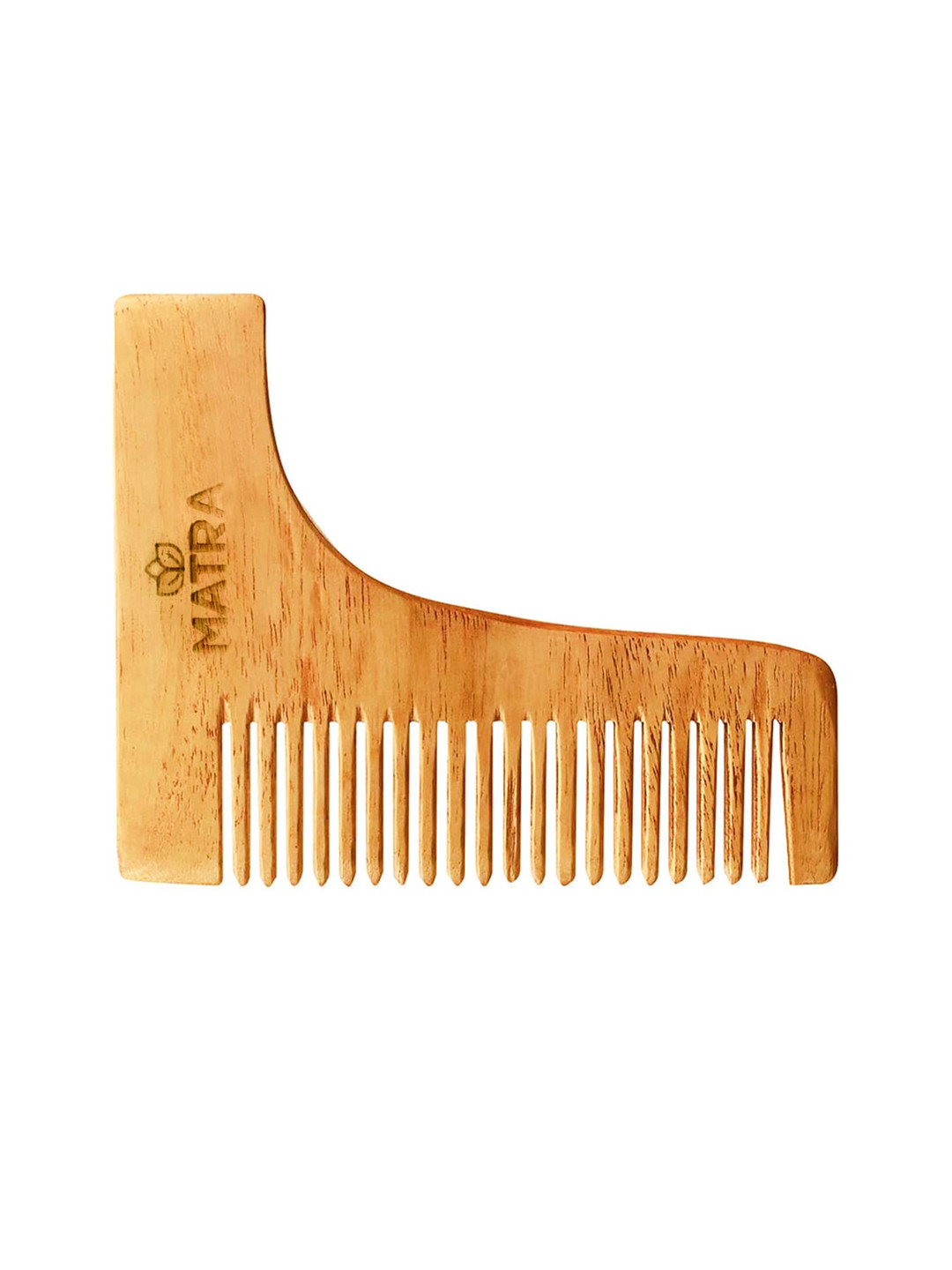 MATRA Men Professional Pure Neem Wood L-Shaped Beard Styling Comb - Beige