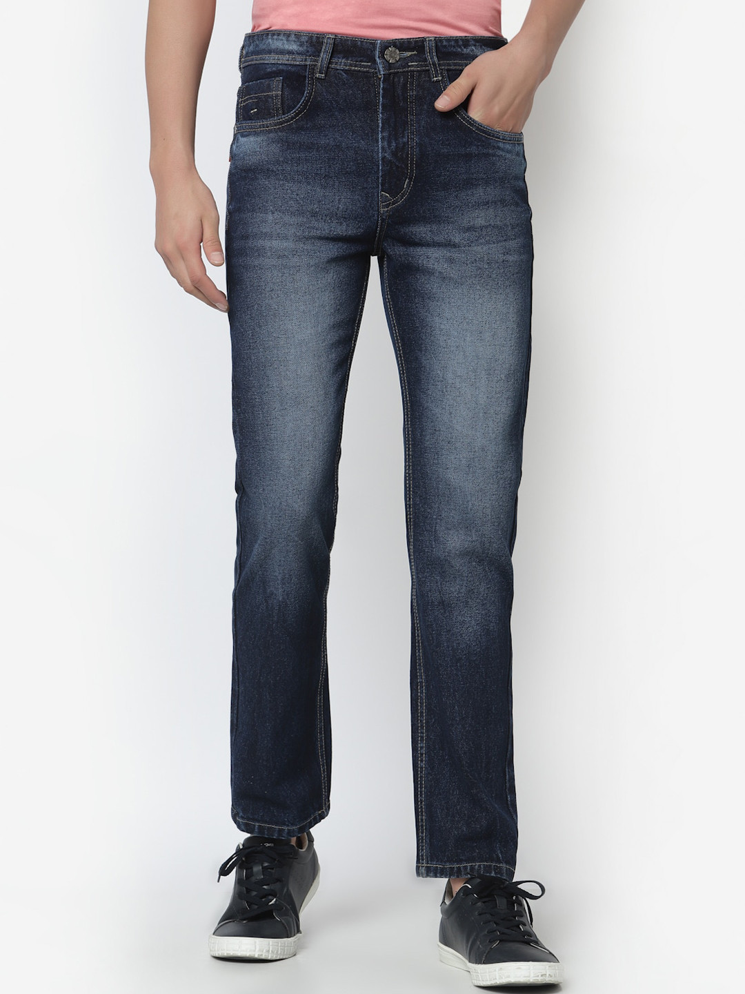 FEVER Men Blue Light Fade Regular Fit Pure Cotton Denim Jeans