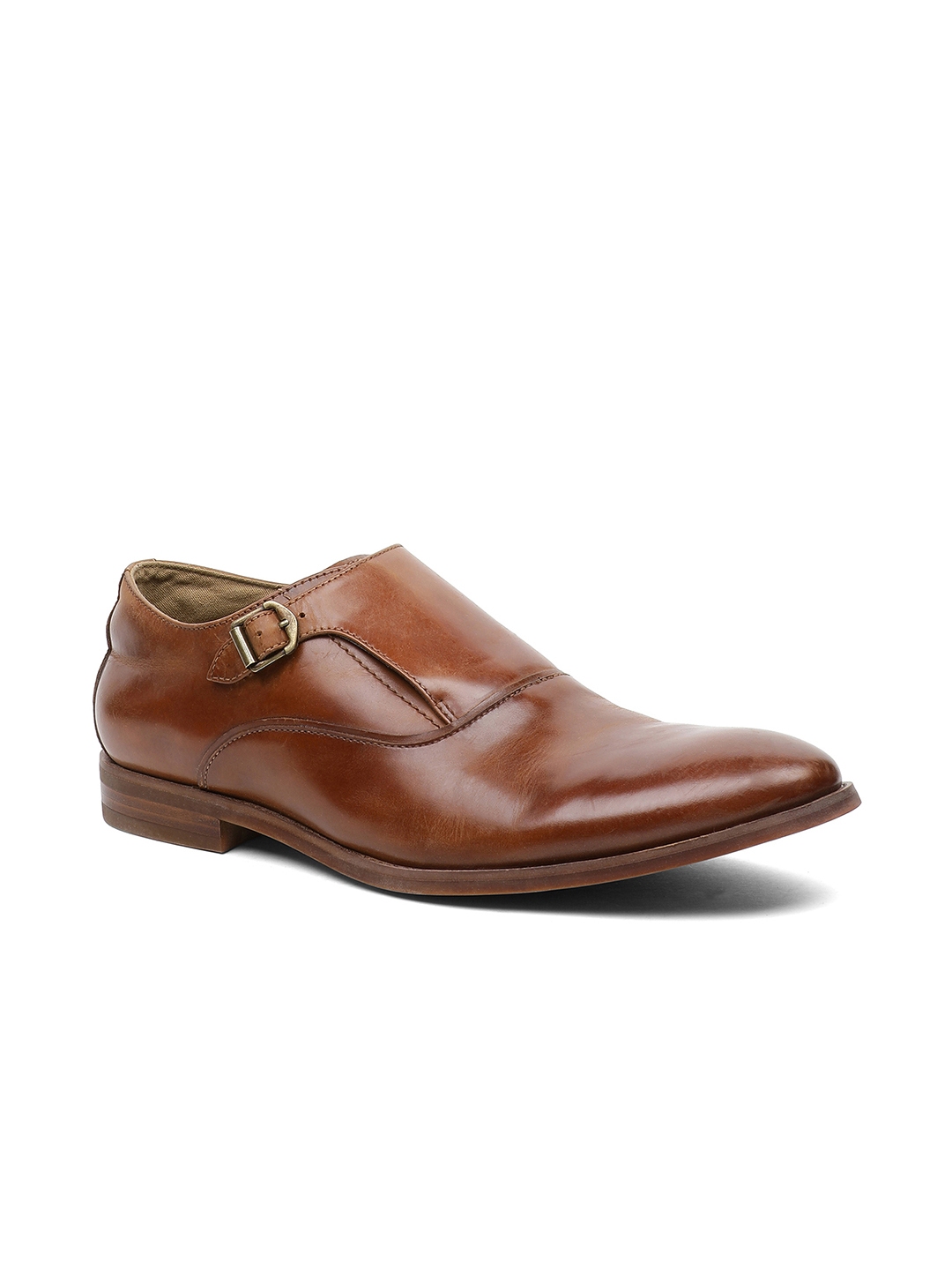 ALDO Men Tan Brown Solid Leather Formal Monk Shoes