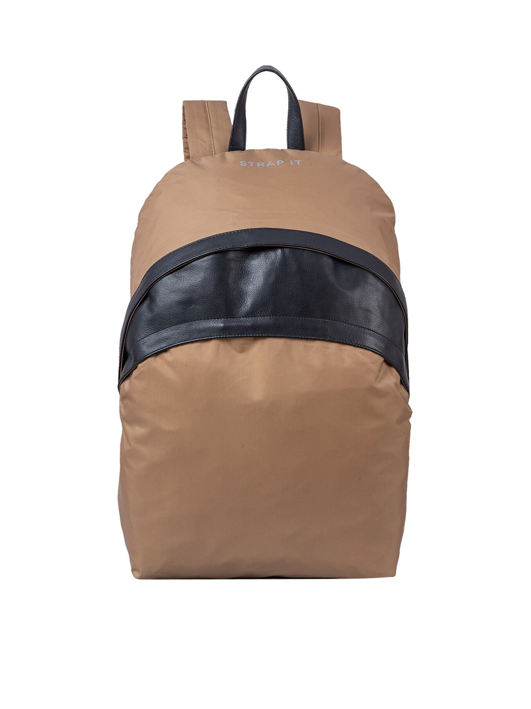 STRAP IT Unisex Beige & Black Contrast Detail Water Resistant Laptop Bag