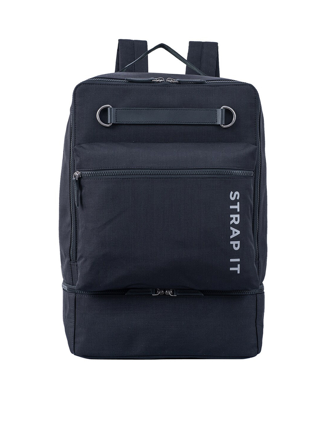 STRAP IT Unisex Black Backpack with Shoe Pocket
