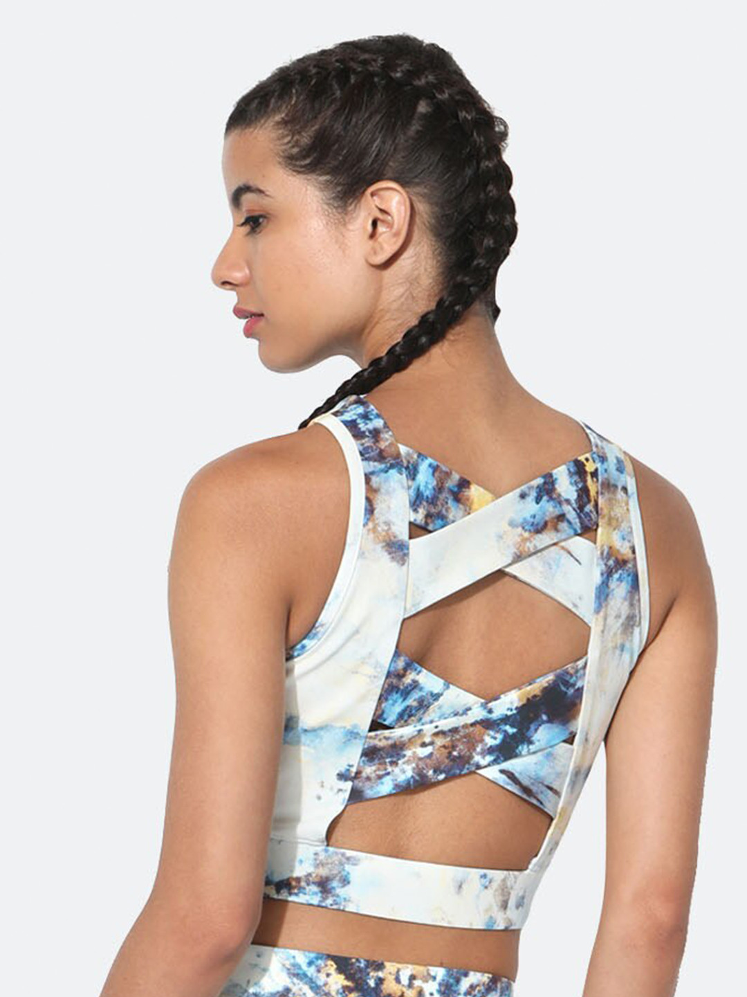 Silvertraq Women's Padded Cross Back Crop Top Tie Dye