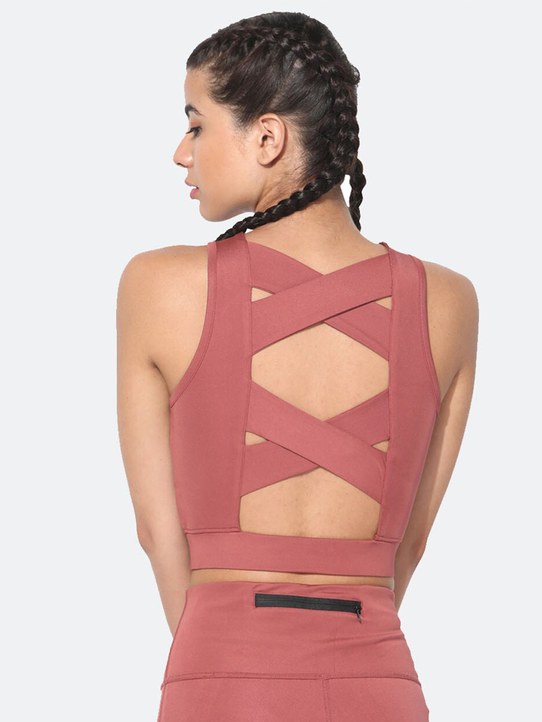 Silvertraq Brown Solid Lightly Padded Workout Bra